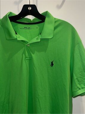 RLX Ralph Lauren Performance Wicking Mens 2XL Golf Polo Shirt Green XXL EUC